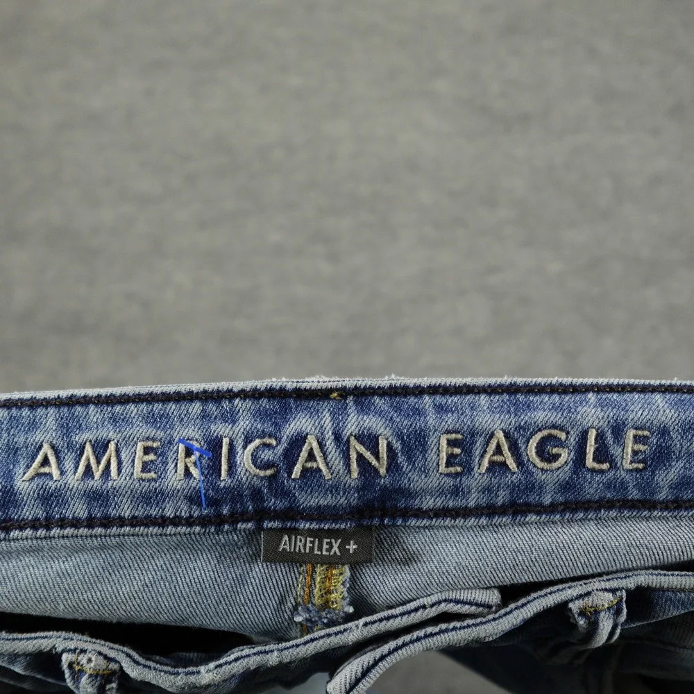 American Eagle Jeans Men 32x36 Blue Relaxed Straight Airflex+ Light Wash Stretch